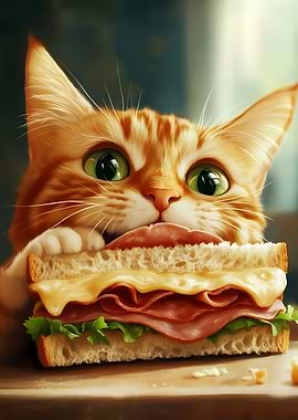 Cat Eating Sandwich