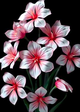 Pink Flowers on Black