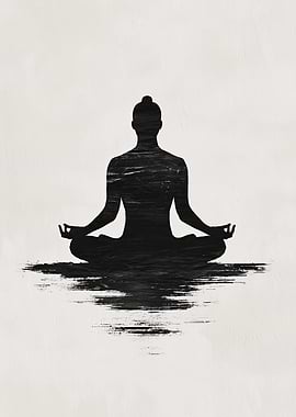 Black and White Yoga Silhouette