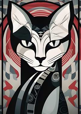 Art Deco Cat Portrait