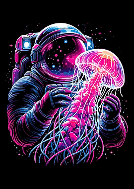 Astronaut and Jellyfish, Astronaut Jellyfish Lover Astronaut Science Space
