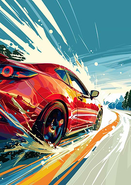 Red Sports Car Speeding