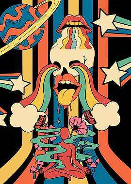 Psychedelic Skull & Rainbow