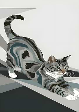 Stretching Tabby Cat