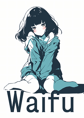 Anime Girl in Blue Hoodie