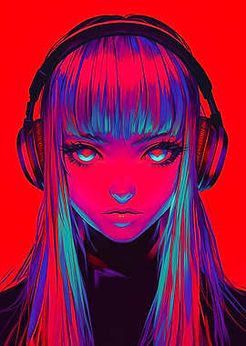 Anime Girl with Headphones