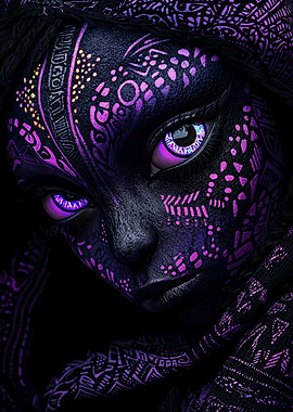 Purple Tribal Face Art