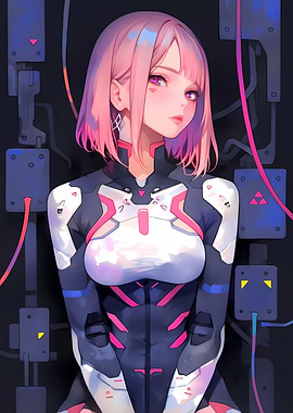 Cyberpunk Anime Girl Gaming