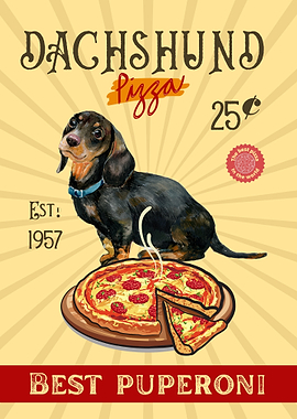 Dachshund Pizza Poster
