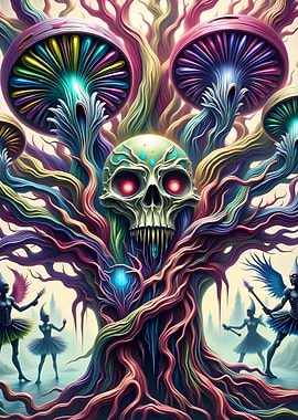 Skull Tree with Fairies
