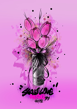 Spray Paint Tulips-street art