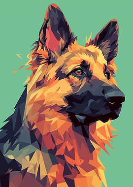 German Shepherd Inspirational Portrait Minimalist Art