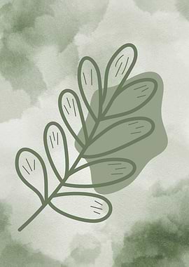 Boho Minimalist Green Leaf Illustration