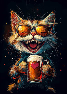 Cool Cat with Beer