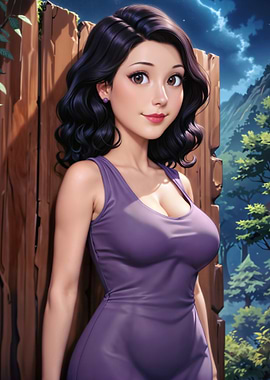 Anime Girl in Purple Dress