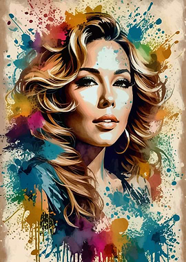Mariah Carey Vintage Watercolor Portrait