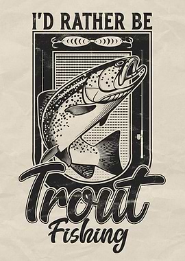 Trout Fishing Vintage Poster