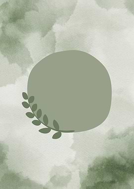 Boho Minimalist Green Watercolor Circle