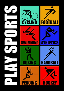 Play Sports Health Vintage Art