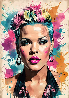 Pink Vintage Watercolor Portrait