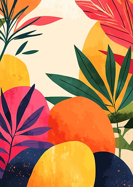 Tropical Foliage Abstract Art Minimalist Art Illustration