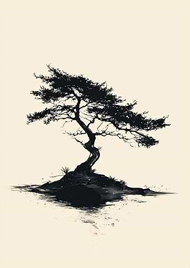 Silhouette Tree on Island