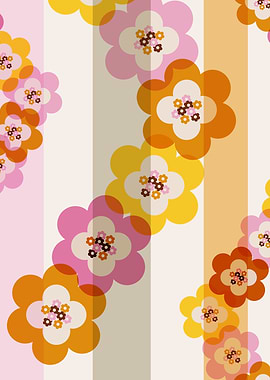 Floral retro statement striped