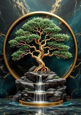 Golden Bonsai Waterfall