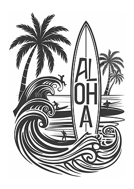 Aloha Surf Black & White