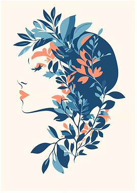 Floral Woman Abstract Minimalist Art