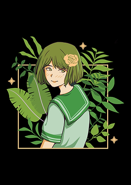 Anime Girl with Flowers