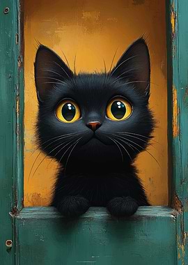 Black Cat in Window