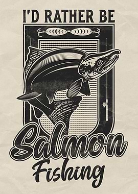 Salmon Fishing Vintage Poster