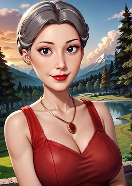 Elegant Woman in Red Dress