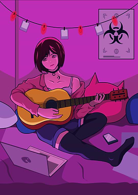 Anime Girl Playing Guitar