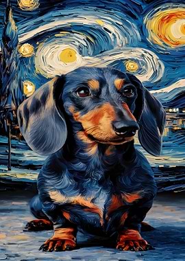 Dachshund in Starry Night