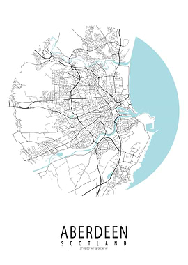 Aberdeen City Map Scotland Circle