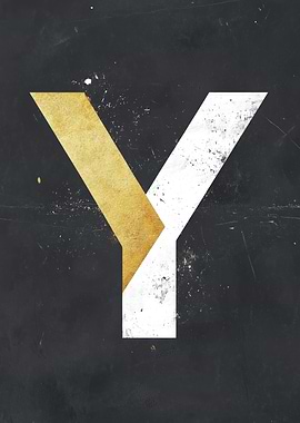 Gold and White Letter Y