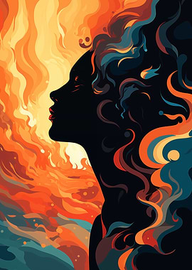 Abstract Woman in Flames