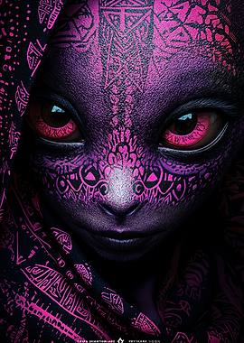 Alien Portrait with Pink Markings