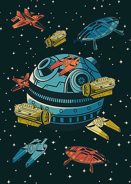 Spacecraft Orbiting Planet