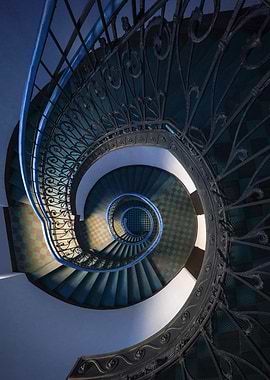 Spiral Staircase with Ornate Railing