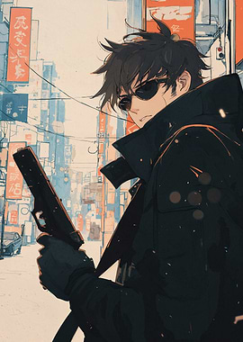 Anime Gunman in City