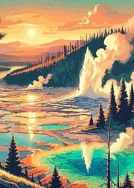 Geyser Eruption Yellowstone