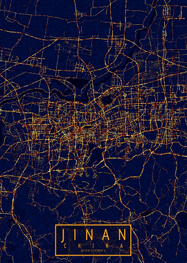 Jinan China Map City At Night