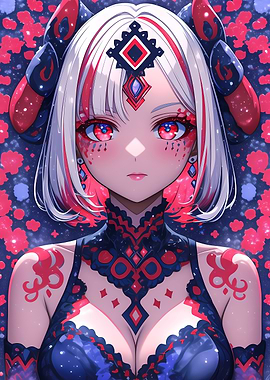 Anime Girl with Red Eyes Gaming