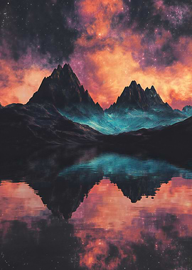 Mountain Reflection Nebula Neon