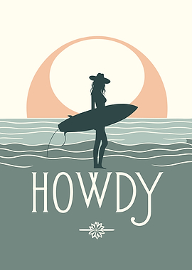 Howdy Surf Cowgirl Tropical