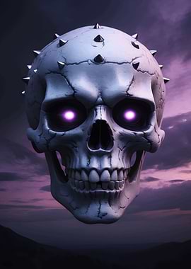 Spiked Skull with Glowing Eyes