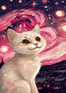 Cat in Starry Night